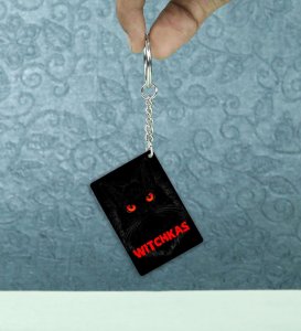Stylish WITCHKAS Black Cat Collectible Printed Keychain Pack of 2