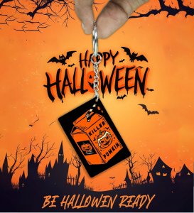 Dark Tombstone Horror Style Halloween Printed Keychain Pack of 2