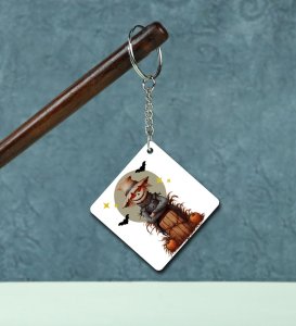 Pumpkin Patch Guardian in Moonlight Halloween Scene Printed Keychain Pack of 2