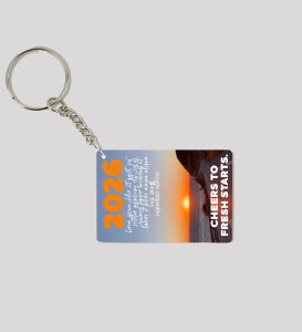 High-Quality Keepsake with a Dramatic Coastal Print Encouraging Optimism and Celebrating the Journey of 2026 Printed Keychain Pack of 2.